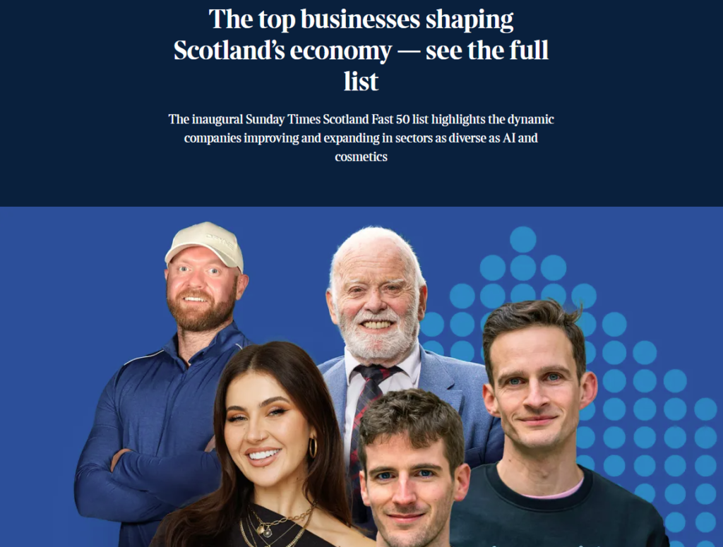 Forsyths Recognised in The Sunday Times Scotland Fast 50 article photograph